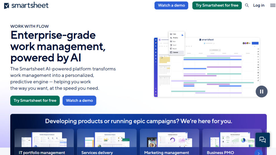Smartsheet website screenshot (May 2025)