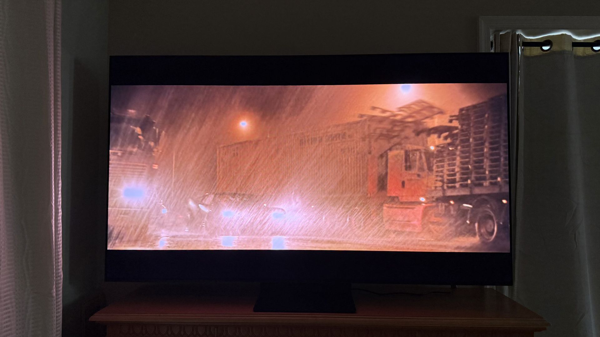 TCL QM7L showing its detail and motion handling via a scene from The Batman