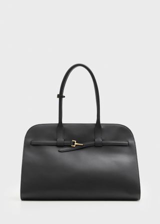 100% Leather Shopper Bag With Buckle - Women | Mango Usa