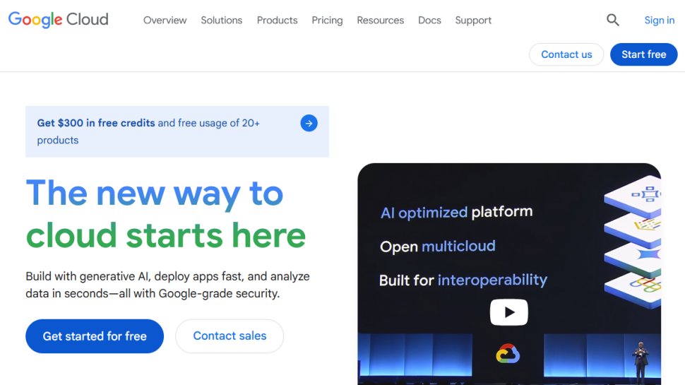 Google Cloud website screenshot (January 2026).