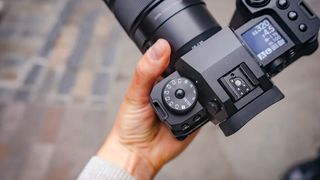 Someone holding the Fujifilm X-H2S