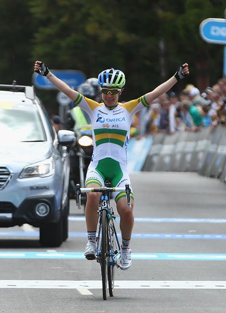 Amanda Spratt (Orica-AIS) wins the Cadel Evans road race