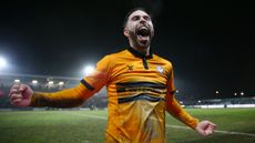 Newport County’s Robbie Willmott celebrates the replay victory against Middlesbrough