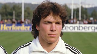PORTUGAL - JULY 13: Lothar Matthaus of West Germany looks on prior to a 1986 World Cup Qualifier match between Portugal and West Germany in 1985 in Portugal. (Photo by Allsport/Getty Images/Hulton Archive)