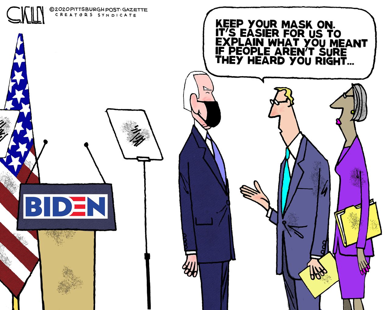 Political Cartoon U.S. Biden mask&amp;amp;nbsp;