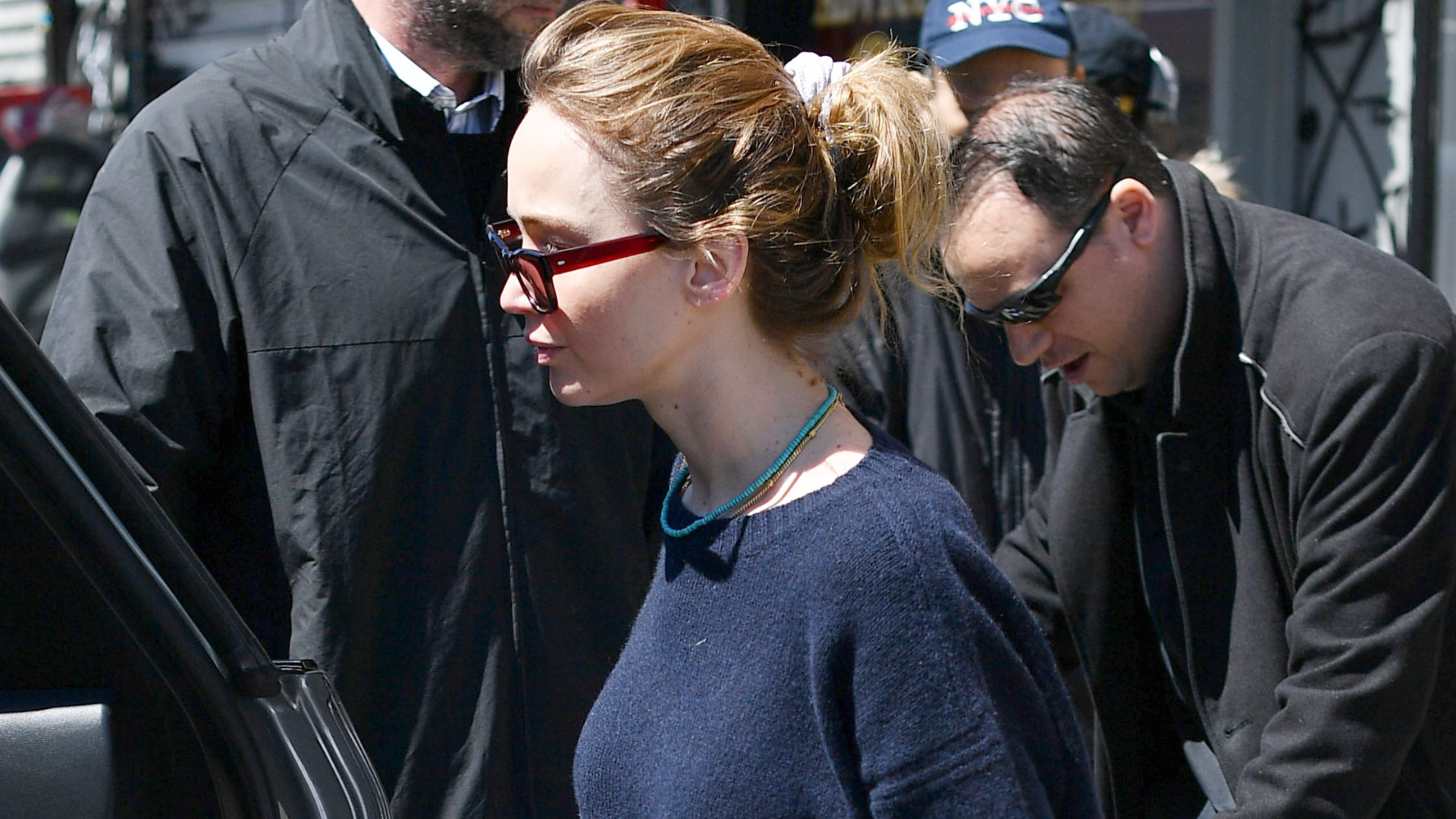 Jennifer Lawrence was spotted in New York City wearing butter yellow flats with white cargo pants instead of white jeans