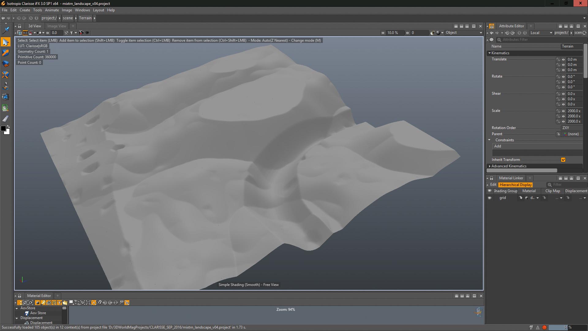 Create the terrain using two layers of fractal noise