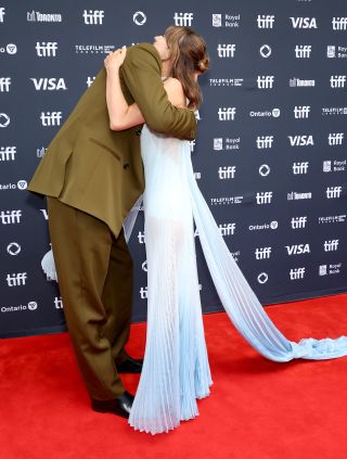 TORONTO, ONTARIO - SEPTEMBER 07: (L-R) Jacob Elordi and Daisy Edgar-Jones attend the premiere of "On Swift Horses" during the 2024 Toronto International Film Festival at Princess of Wales Theatre on September 07, 2024 in Toronto, Ontario.