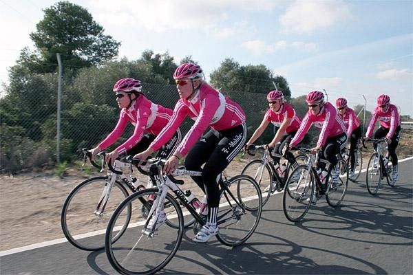 The T-Mobile women's team out training.