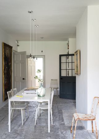 Farrow & Ball Ammonite in a minimalist country dining room