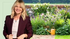 picture of english garden and a cut out of zoe ball at red nose event