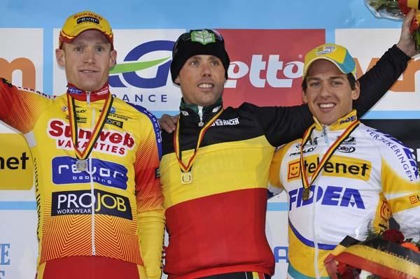 The 2010 Belgian 'cross podium: Klaas Vantornout, Sven Nys, Tom Meeusen.