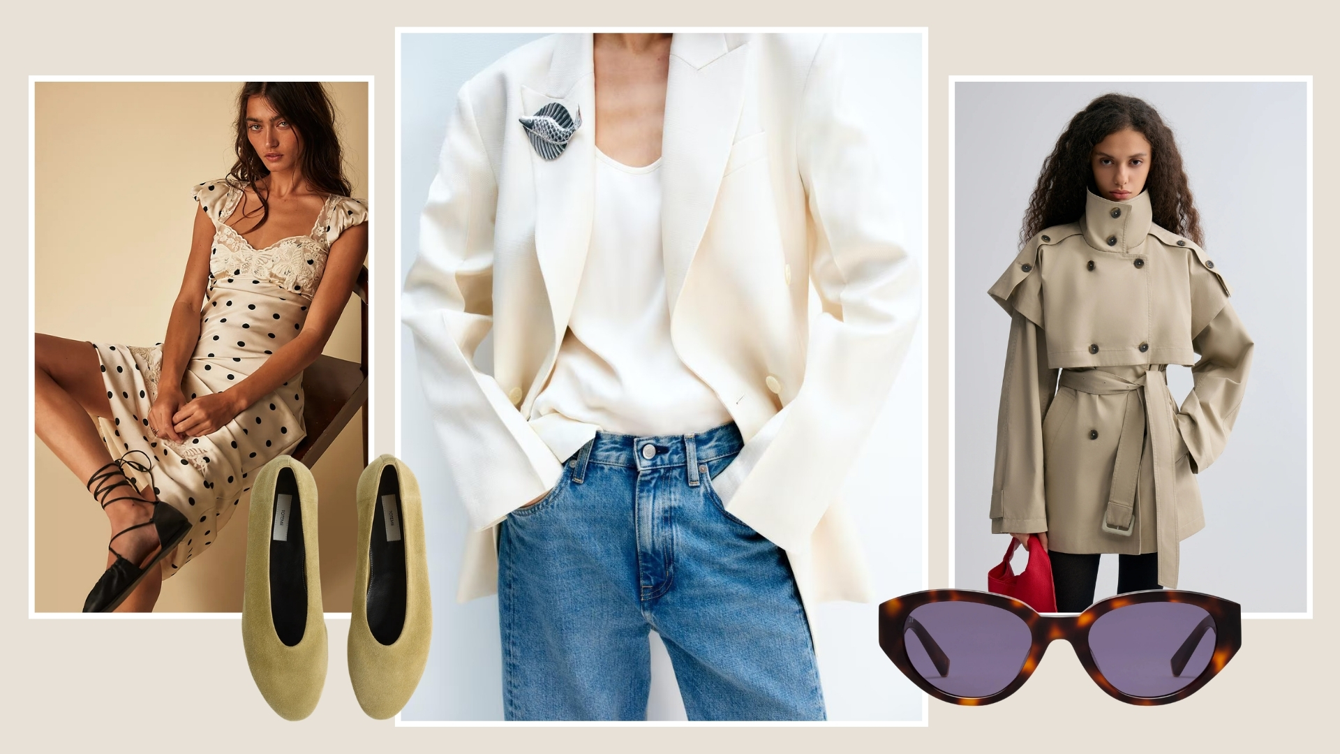 Looks and products from Free People, ARKET, Toteme, Jimmy Fairly, and Front Row Shop.