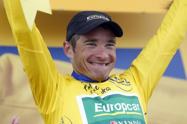 Thomas Voeckler, clearly enjoying his hard-fought maillot jaune