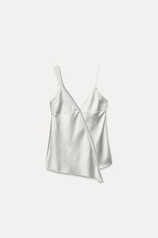 Asymmetrical Satin Effect Top