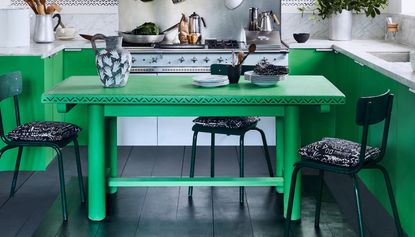 Dining table painted in Annie Sloan Antibes Green