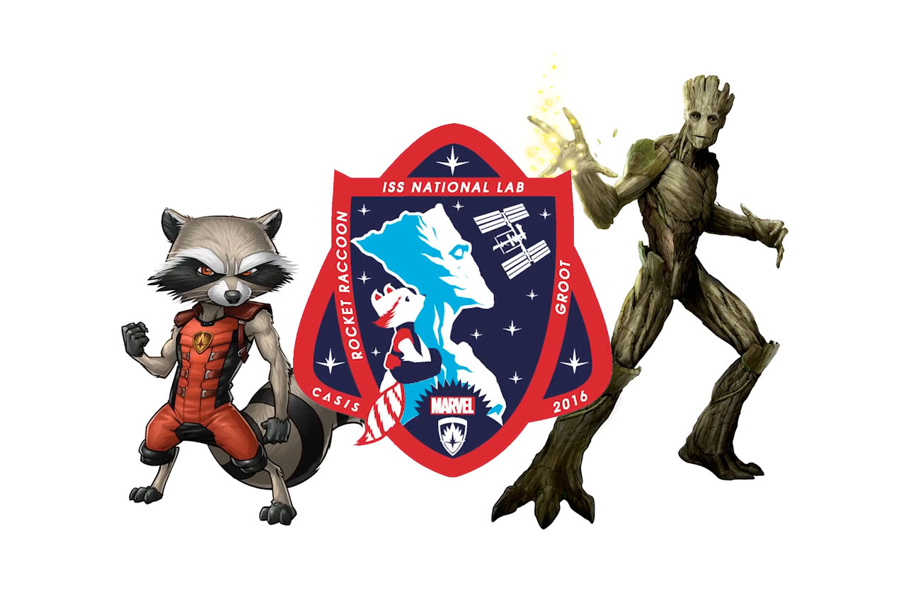 A patch representing all of the payloads launching to the U.S. National Laboratory aboard the International Space Station in 2016 features Marvel Comics’ Rocket Raccoon and Groot from &quot;Guardians of the Galaxy.&quot;