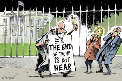 Political cartoon U.S. Trump one year