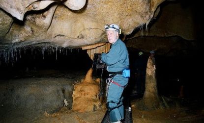 Werner Herzog (right) filming "Cave of Forgotten Dreams": The German director's foray into 3D technology takes viewers into a Paleolithic cave in Southern France.