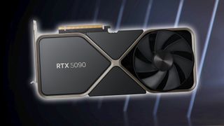 RTX 5090 mock up GPU with mirrored backdrop