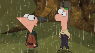 Phineas and Ferb in "Excaliferb" on Phineas & Ferb.