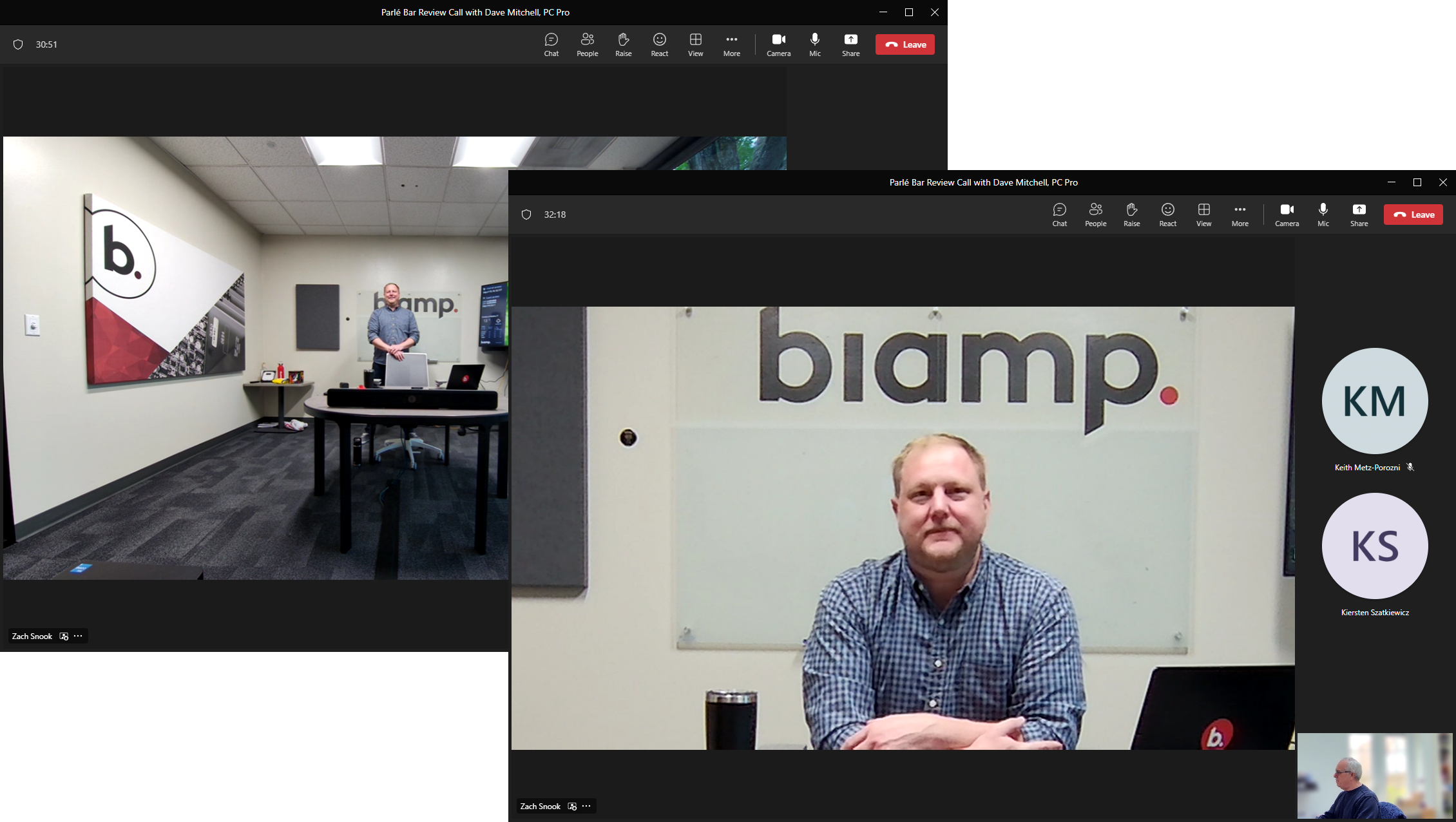 A video call with a representative from Biamp
