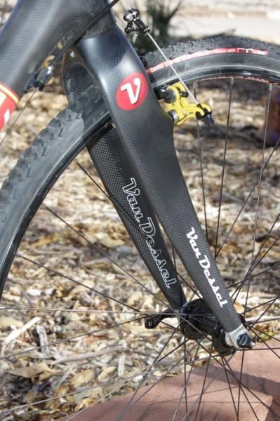 Van Dessel's massive fork legs ward off any hint of brake chatter