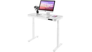 Best standing desks: Seville Classics AirLift 47 Inch Tempered Glass Electric Standing Desk