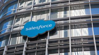 Salesforce signage on glass building