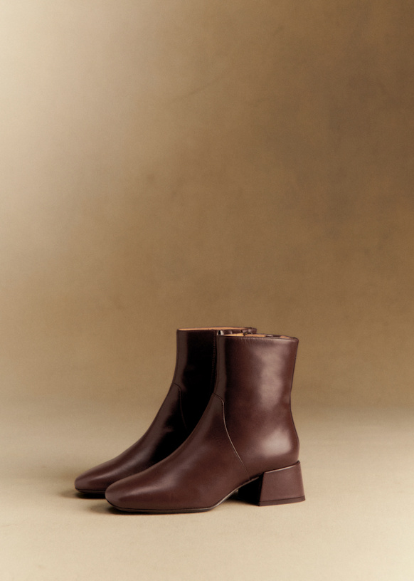 Paulette Low Boots - Glossy Chocolate - Bovine Leather - S&amp;eacute;zane