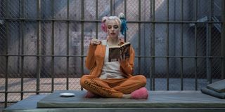 Harley Quinn reading and enjoying a spot of tea in Suicide Squad