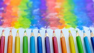 Image of example best watercolour pencils in rainbow colours
