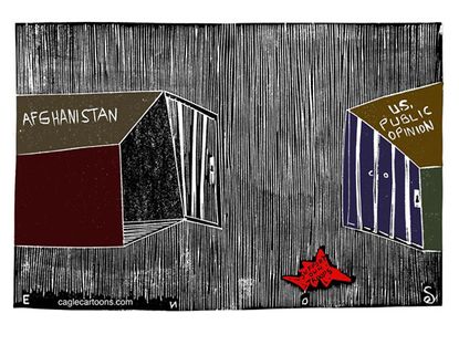 Political cartoon Afghanistan war troops