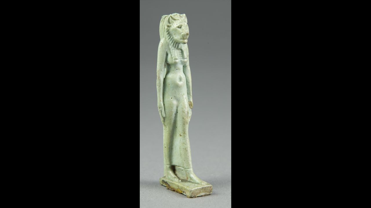 An amulet of the lioness-headed deity Sekhmet, dating to Egypt's Third Intermediate period (1070&ndash;664 B.C.).