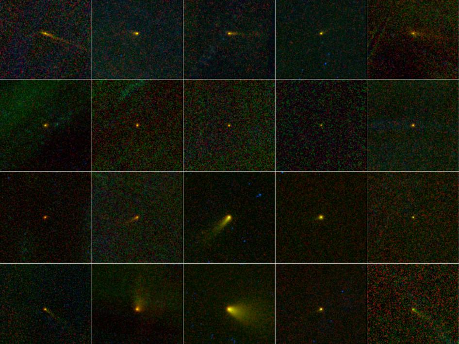 These images from NASA&#039;s WISE space telescope show asteroids discovered by the prolific observatory. 