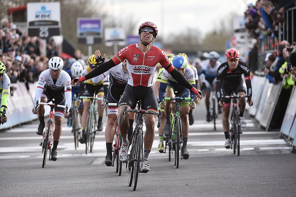 Jens Debusschere (Lotto Soudal) wins the 2016 Dwars door Vlaanderen