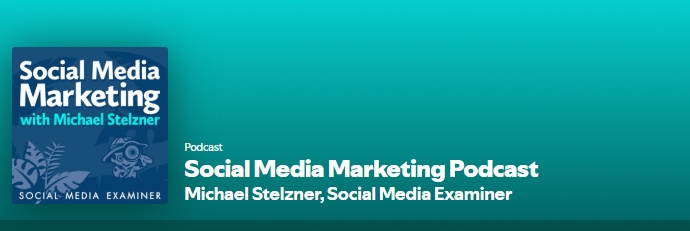 Screenshot of logo and title banner for social media marketing podcast.