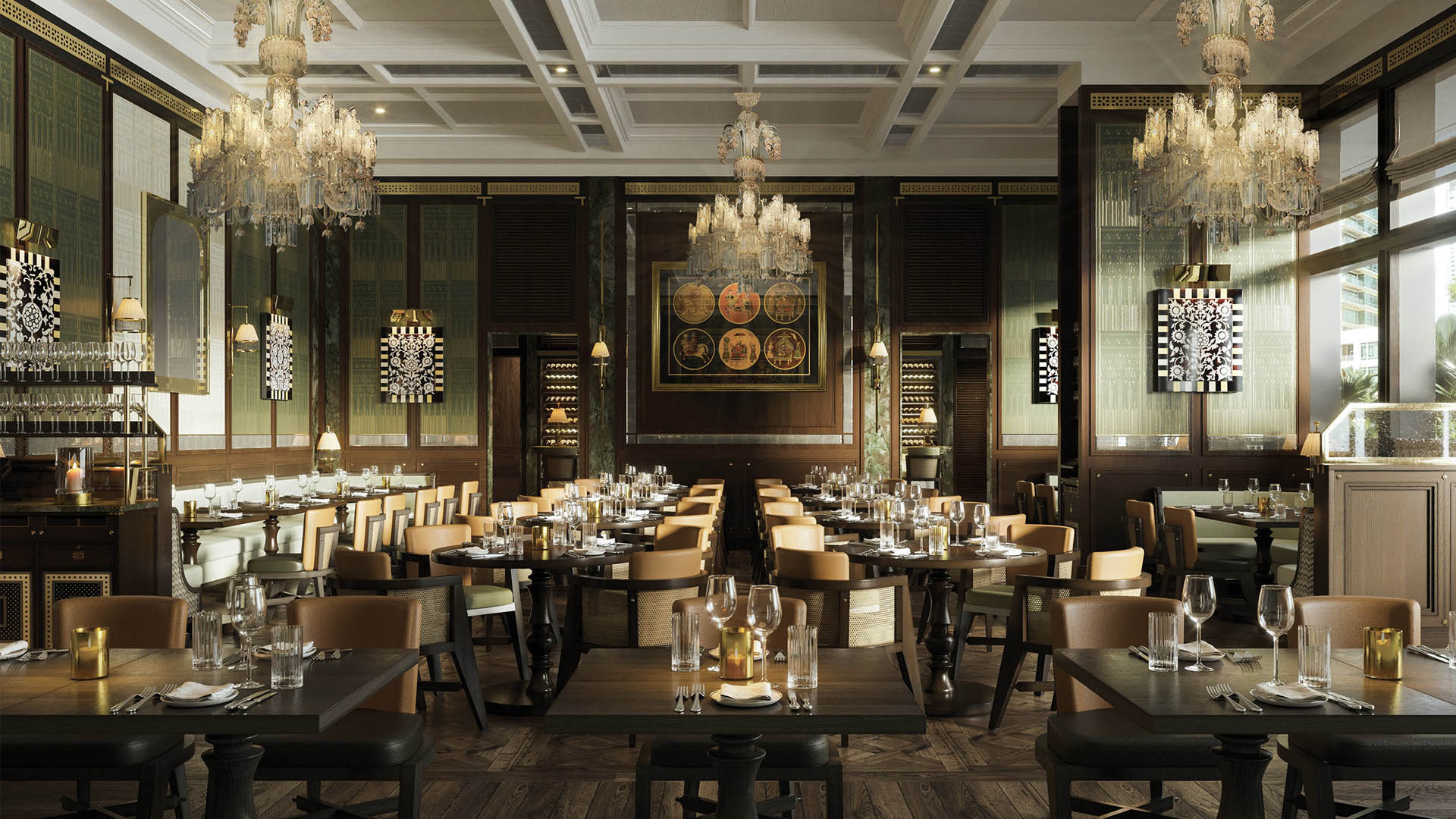 A photo of the interior of the Jamavar restaurant in London.