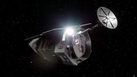 Illustration of Roman Space telescope in space.