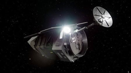 Illustration of Roman Space telescope in space.