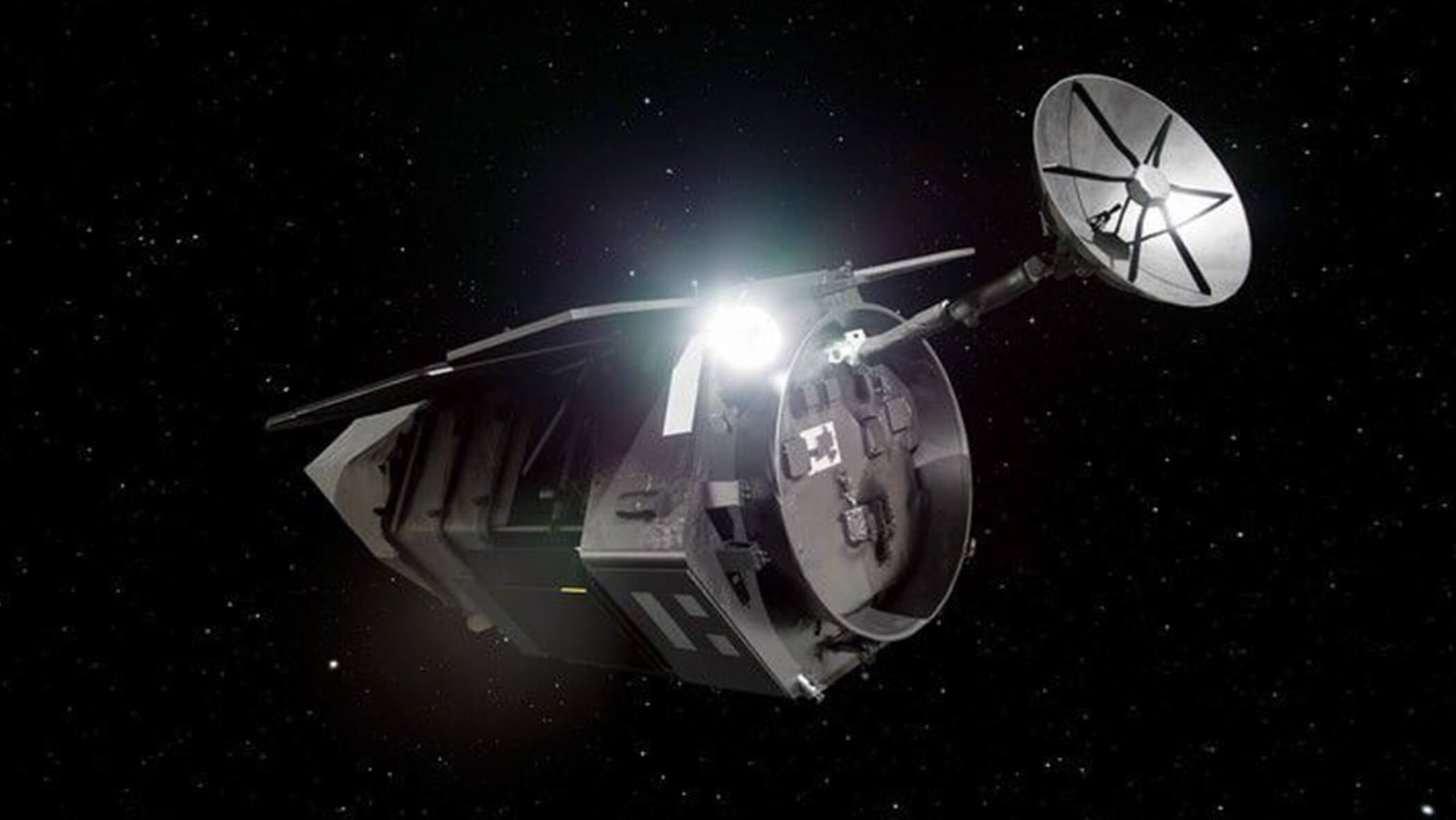 Illustration of Roman Space telescope in space.