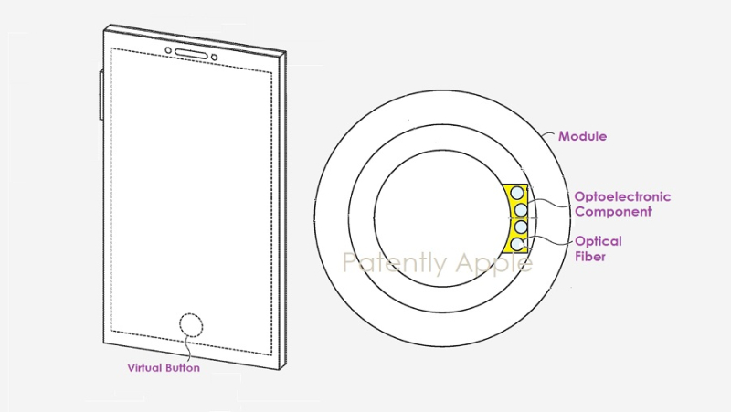 An image from an Apple patent for under-display optical fibers