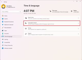 Time & language settings