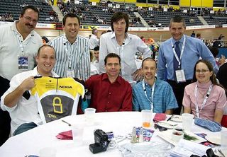 Cadel Evans (seated - centre)
