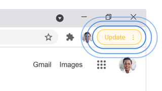A screenshot of the update icon in Google Chrome