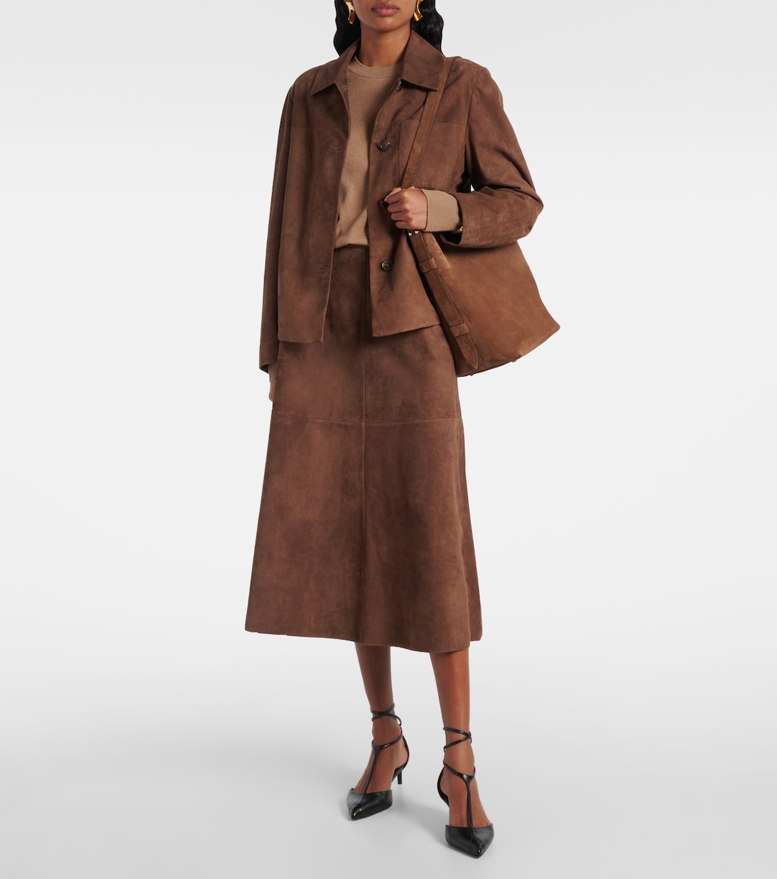 Suede Midi Skirt