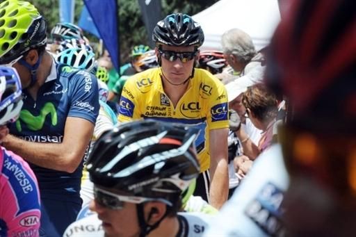 Bradley Wiggins (Team Sky) at the start of stage 7