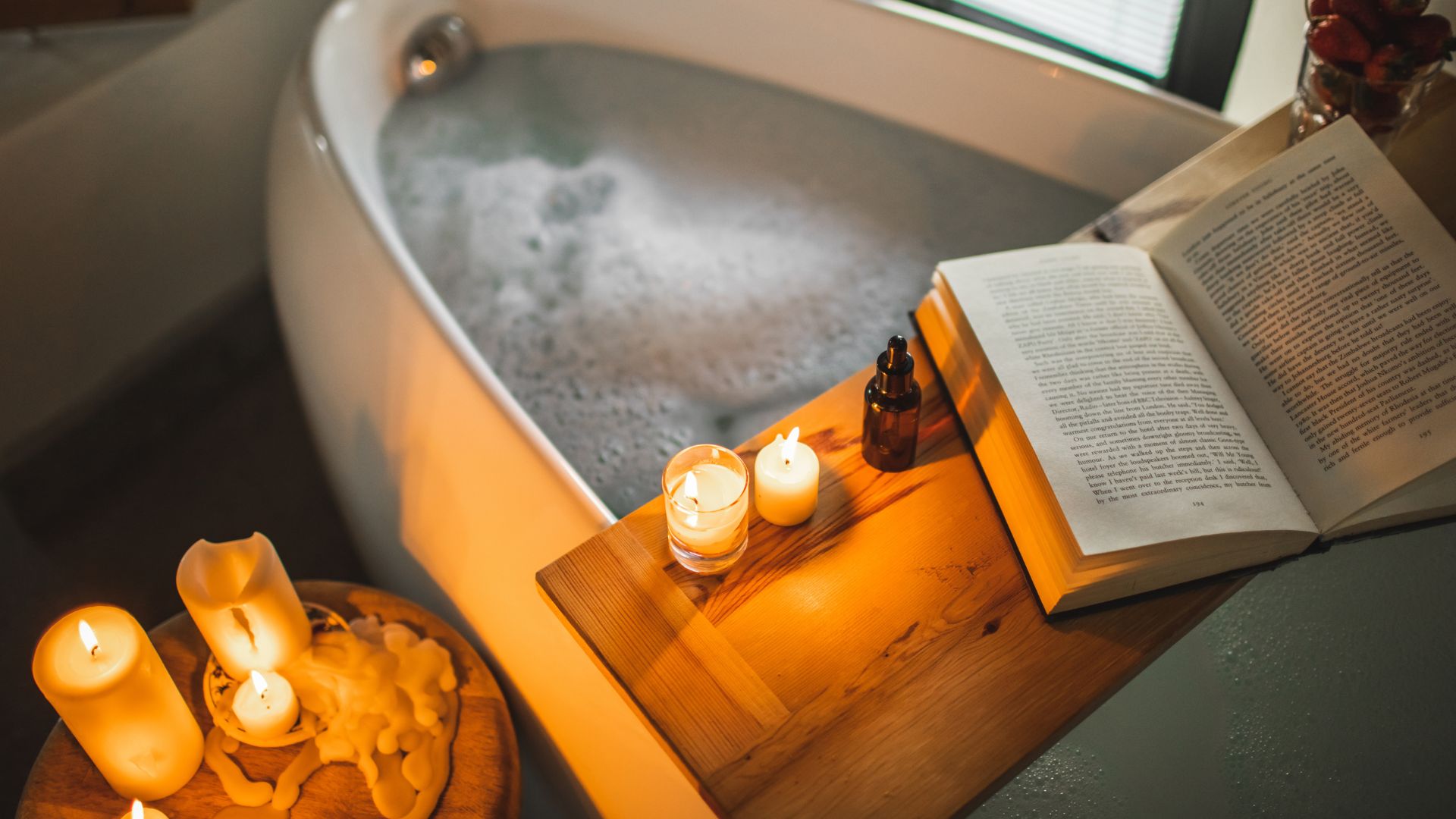 A bath with candles
