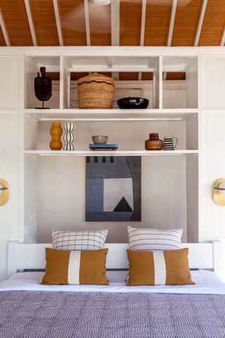 Headboard with built in shelving
