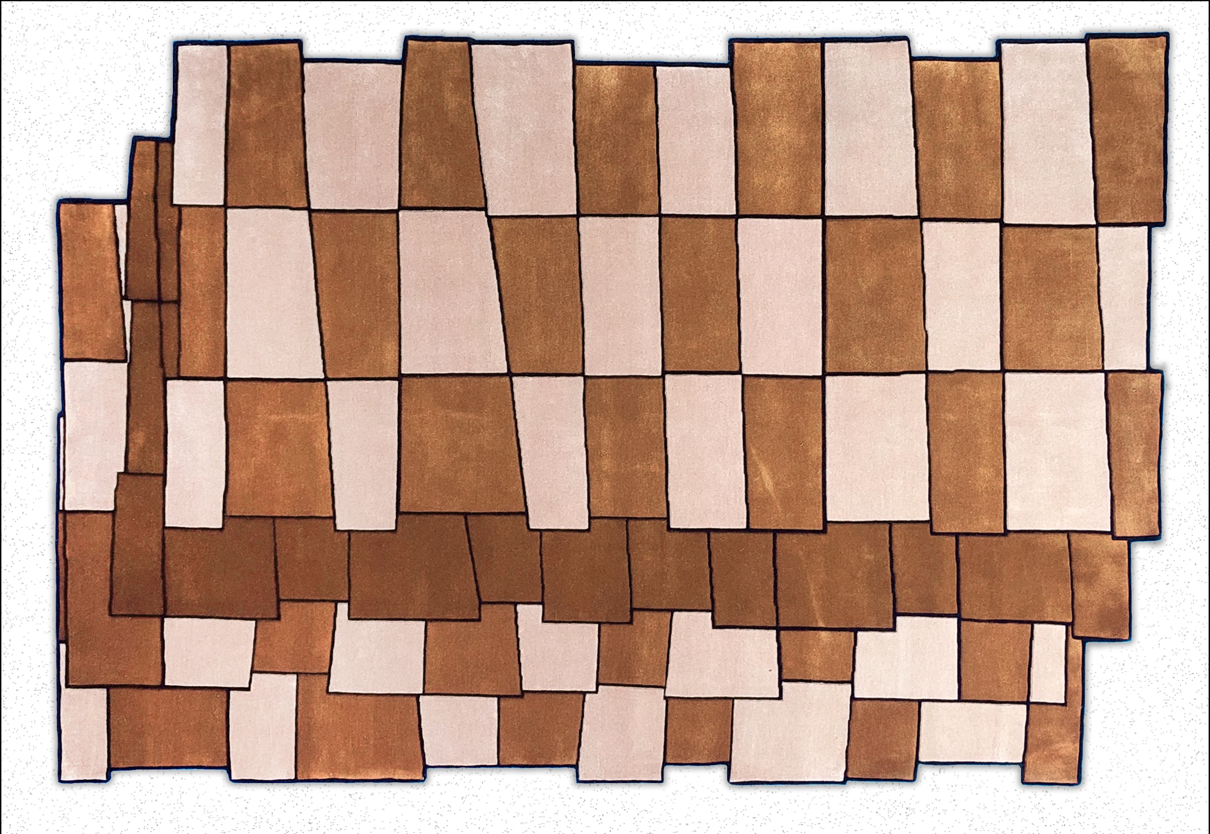 Abstract chequerboard rug on white background